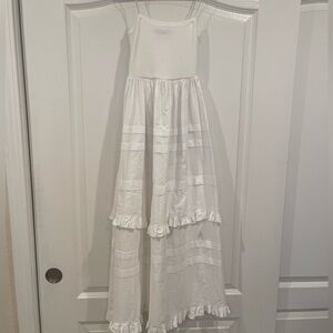 Zara White poplin Tiered Maxi dress
